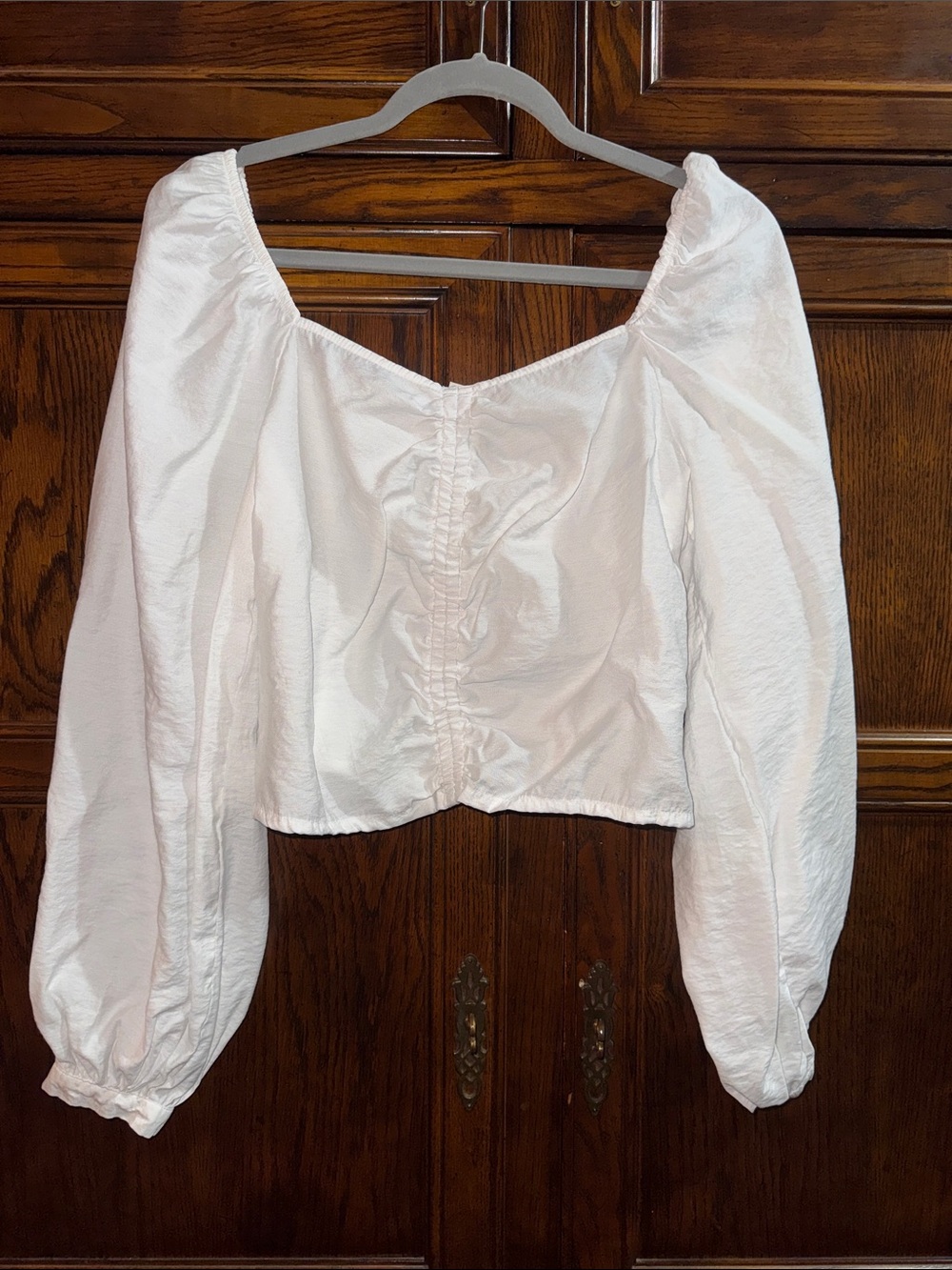 a new day White Puff Sleeve Ruched Front Blouse